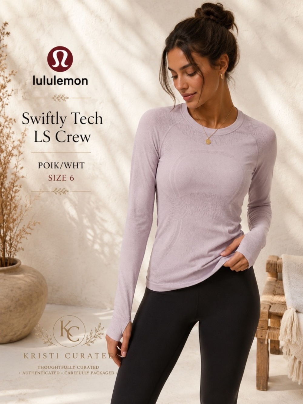 Lululemon Swiftly Tech LS Crew Porcelain Pink White Size 6 NWT